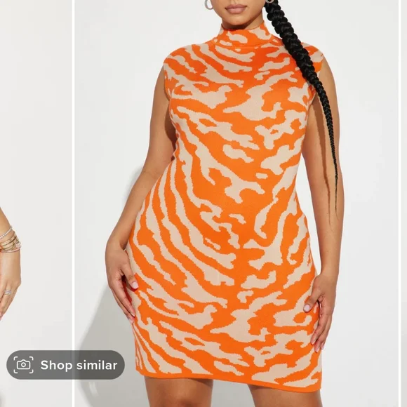 Savana Sweater Mini Dress - Orange/combo - Picture 1 of 6